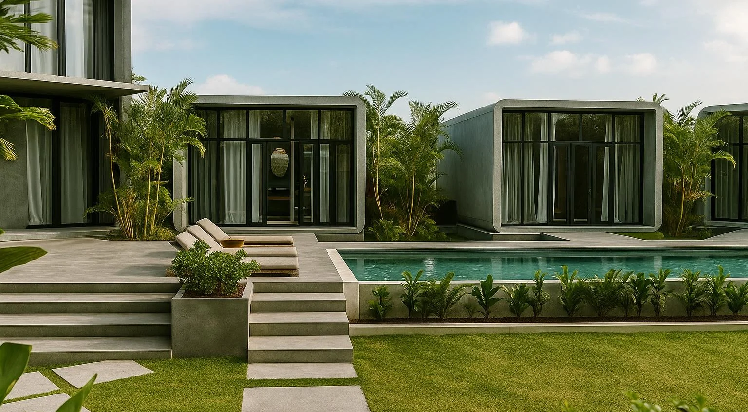 Aerial view of Achala Resort at sunset