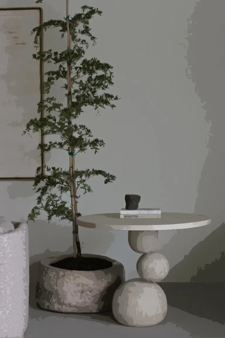 Curated interior with natural materials