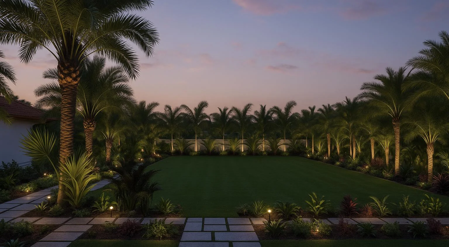 Manicured gardens in daylight