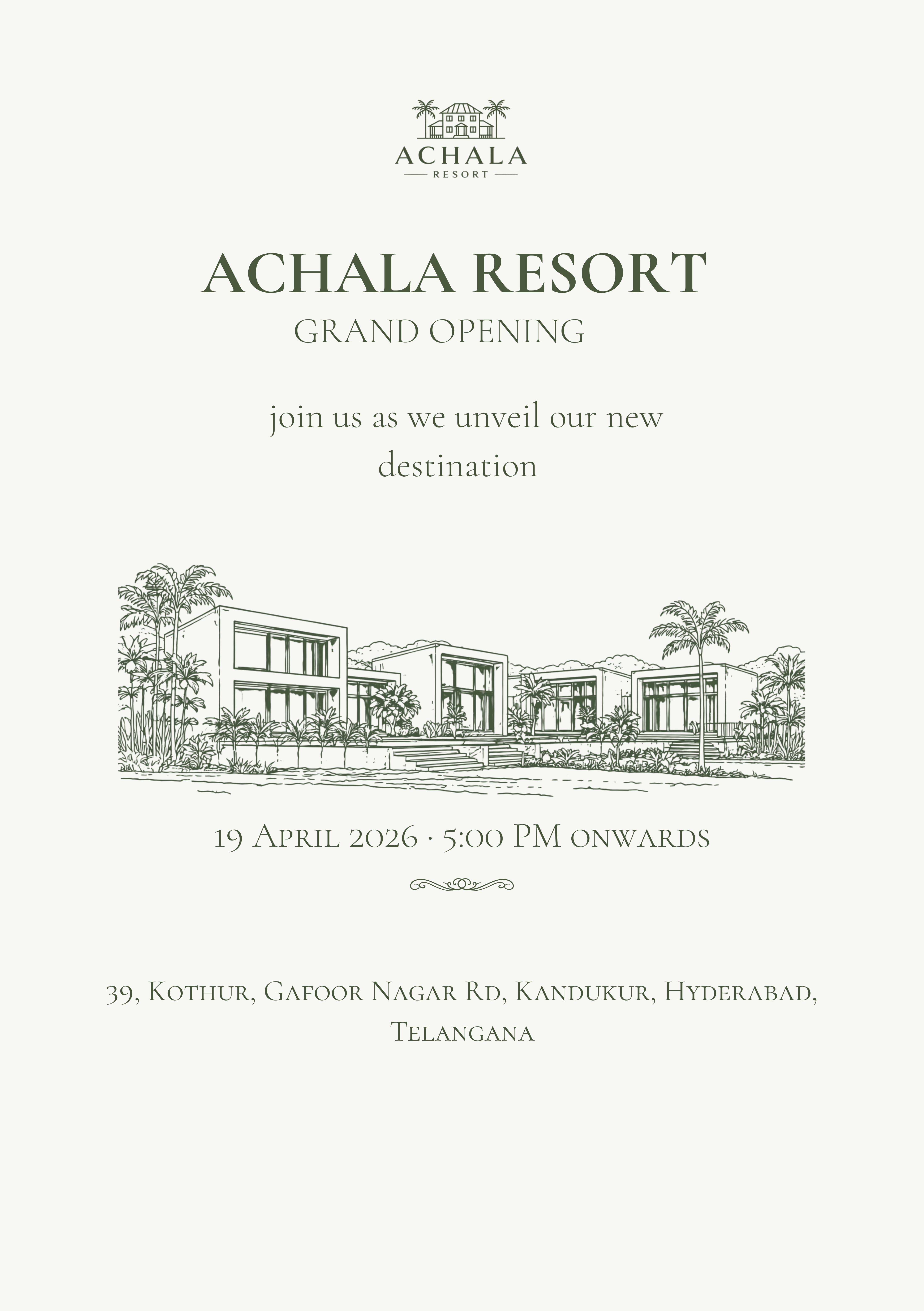 Achala Resort Opening Date
