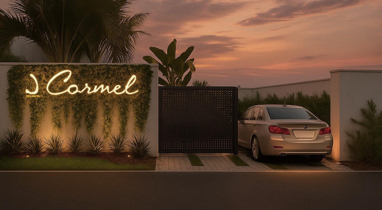 Main entry gate at sunset