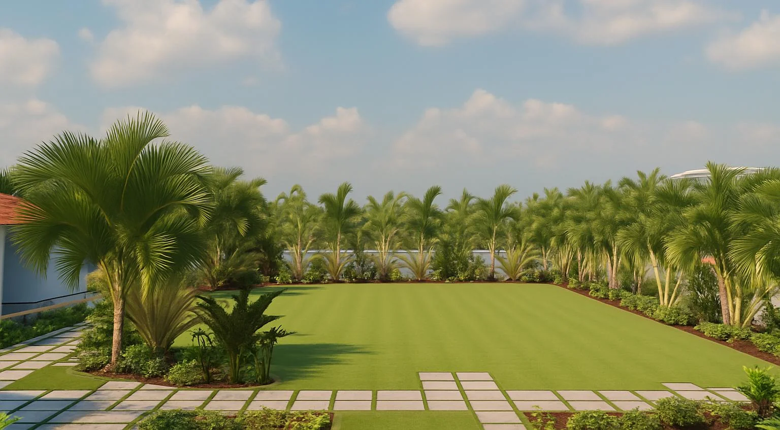 Villa and pool at sunset